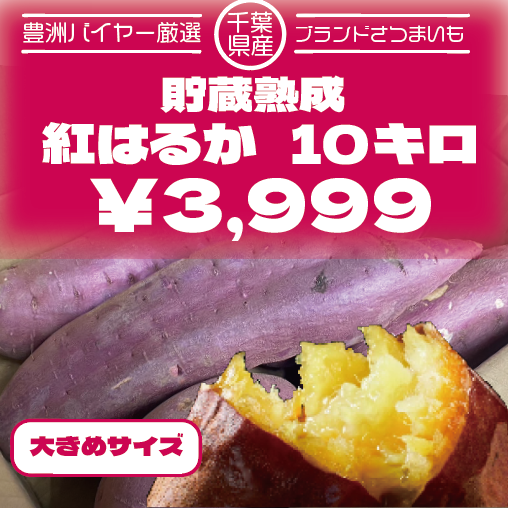 【大きめ!!100サイズ箱いっぱい!千葉県産紅はるか　貯蔵熟成】産直さつまいもサムネイル