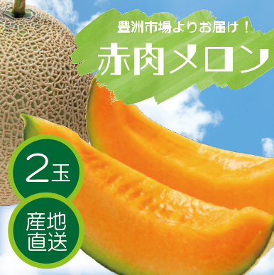【豊洲市場発!赤肉メロン!夏の果物が届きました]  大人気メロンが2玉でお買い得サムネイル