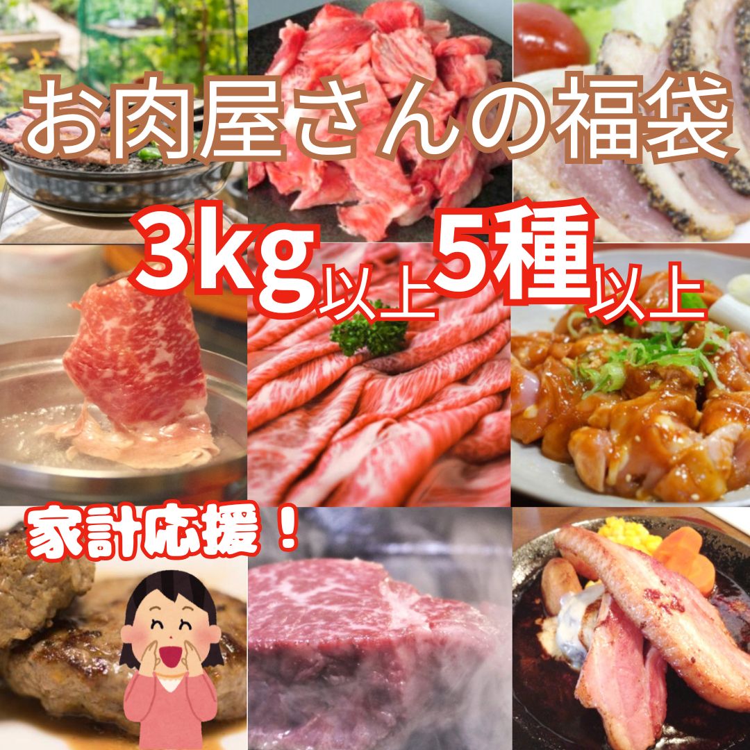 家計応援　3kg5種　お肉福袋(大容量・色々なお肉が楽しめる!)サムネイル
